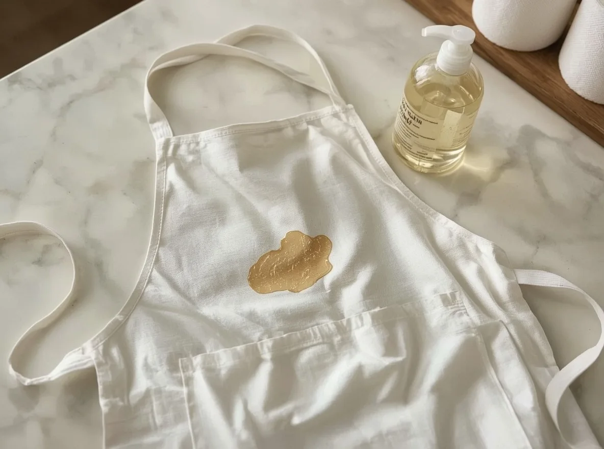 Bacon grease stain on kitchen apron