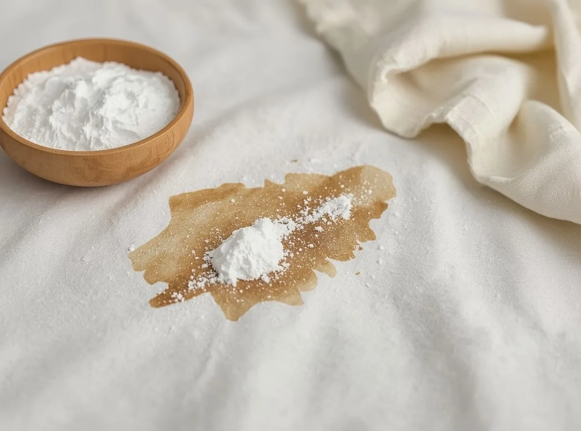 Baking soda on an old grease stain on a shirt