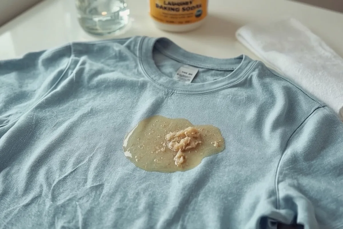 Grease stain on a shirt after washing