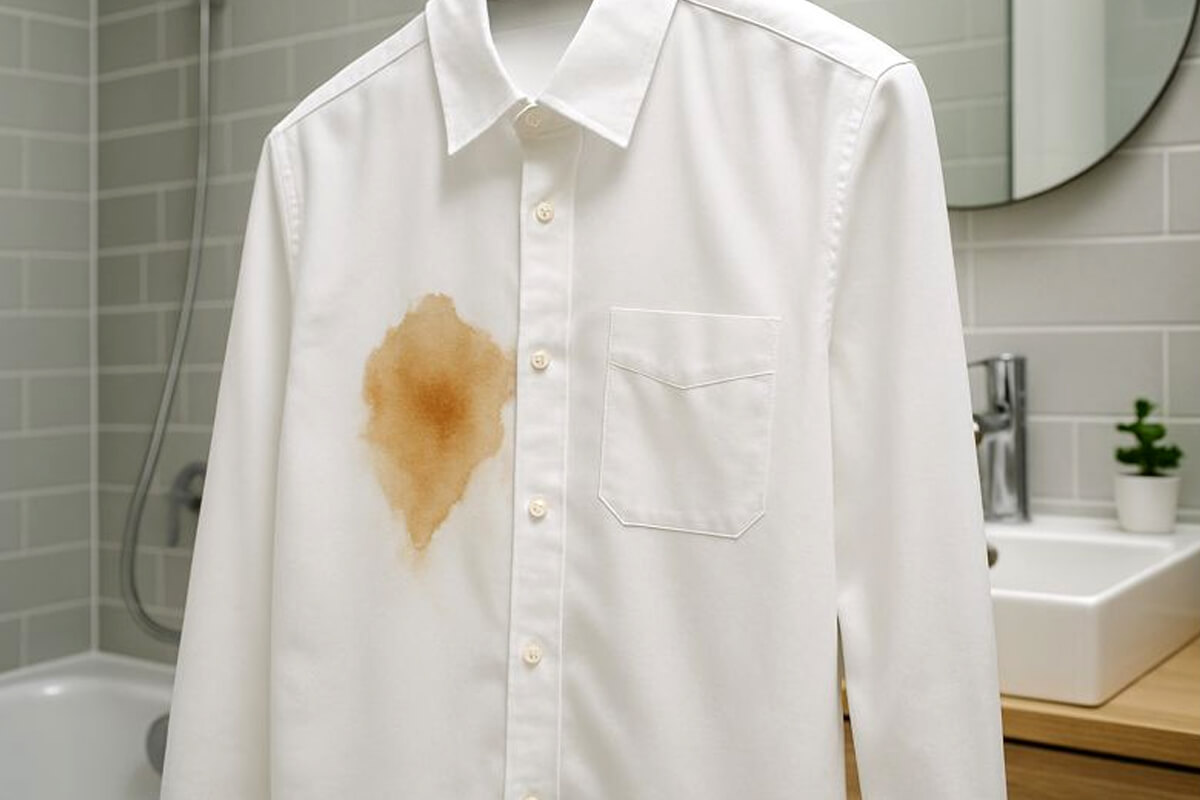 coffee stains on the white clothes