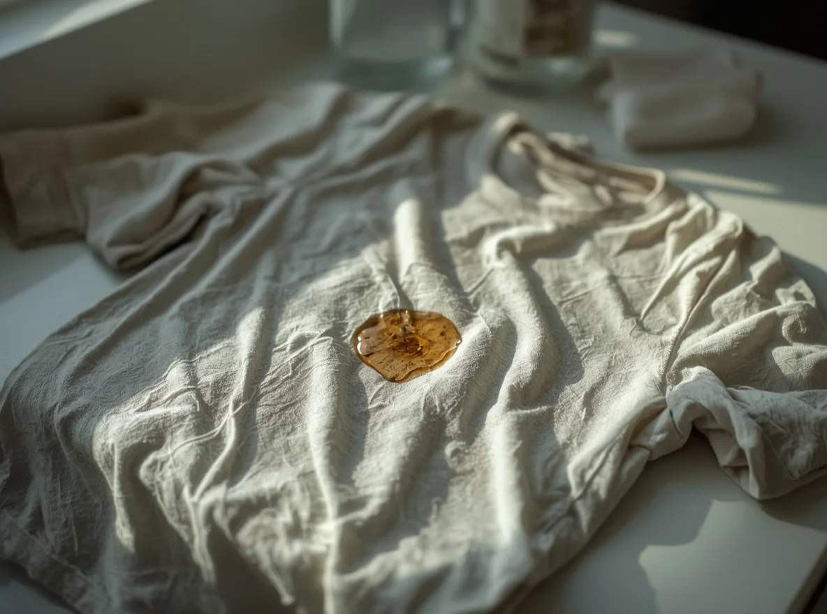 Oily stain still visible on washed clothes