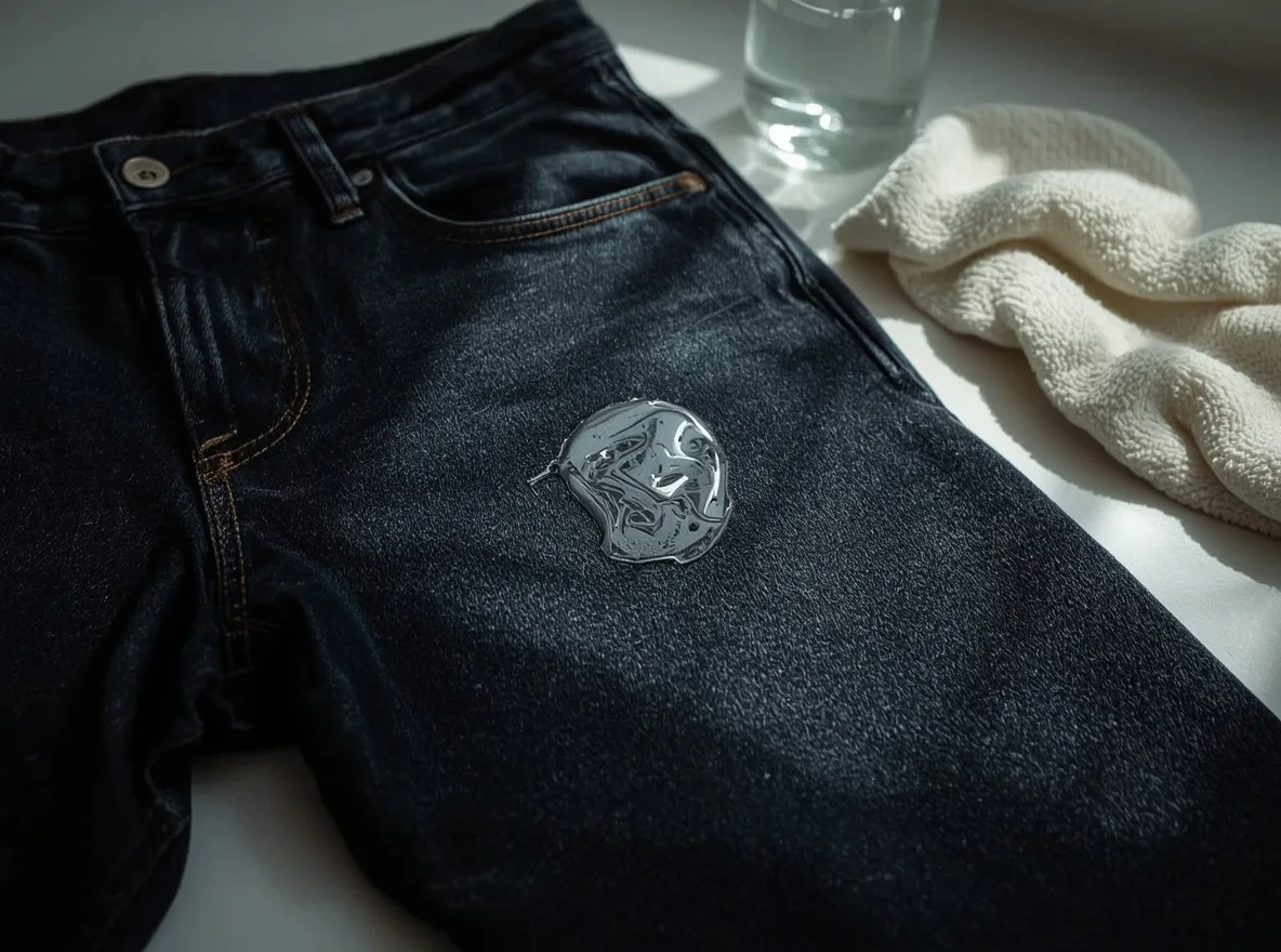 Old grease stain on dark jeans