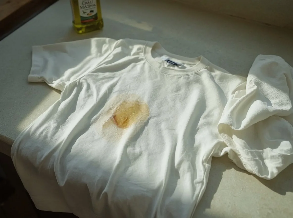 Olive oil stain on cotton clothes