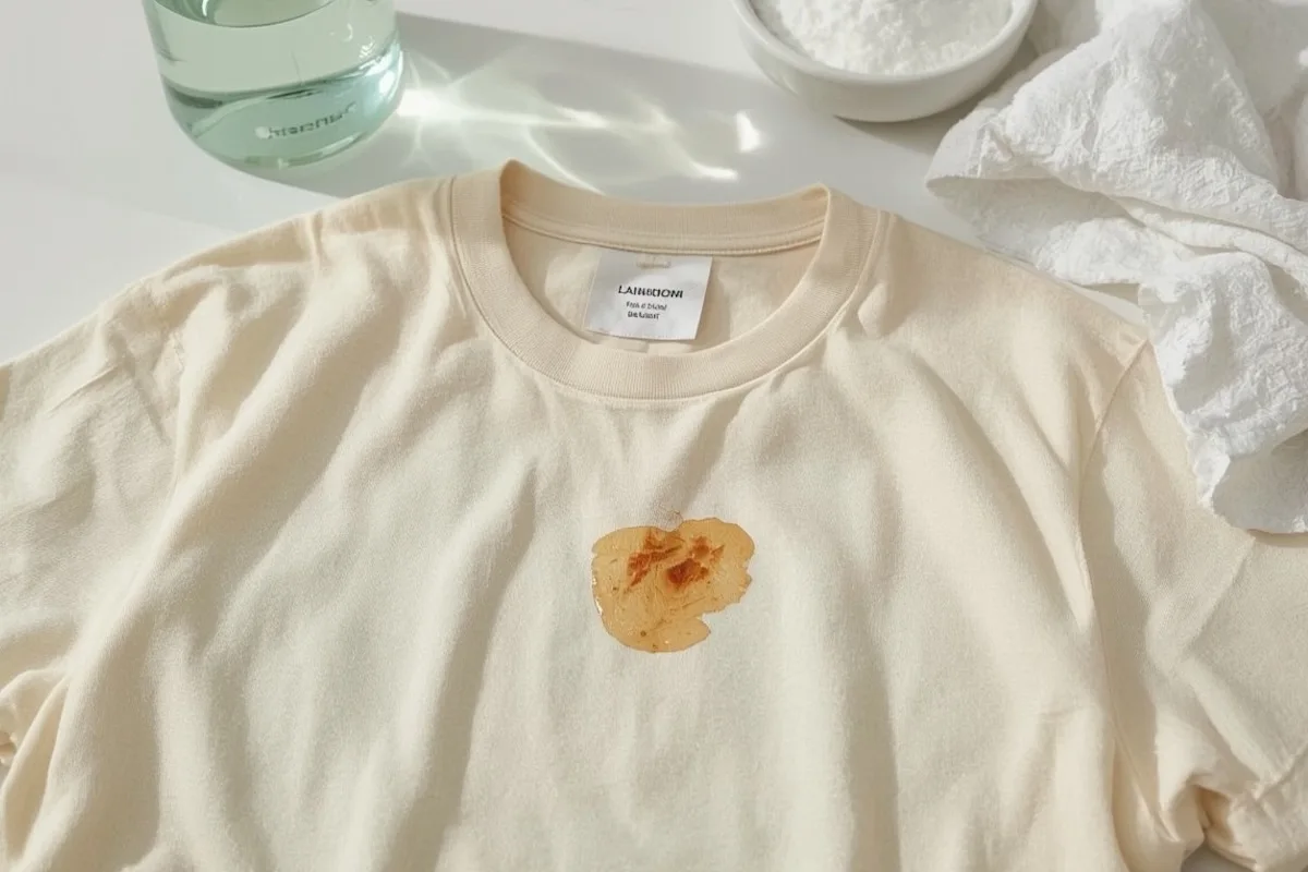 Pizza grease stain on a cotton shirt